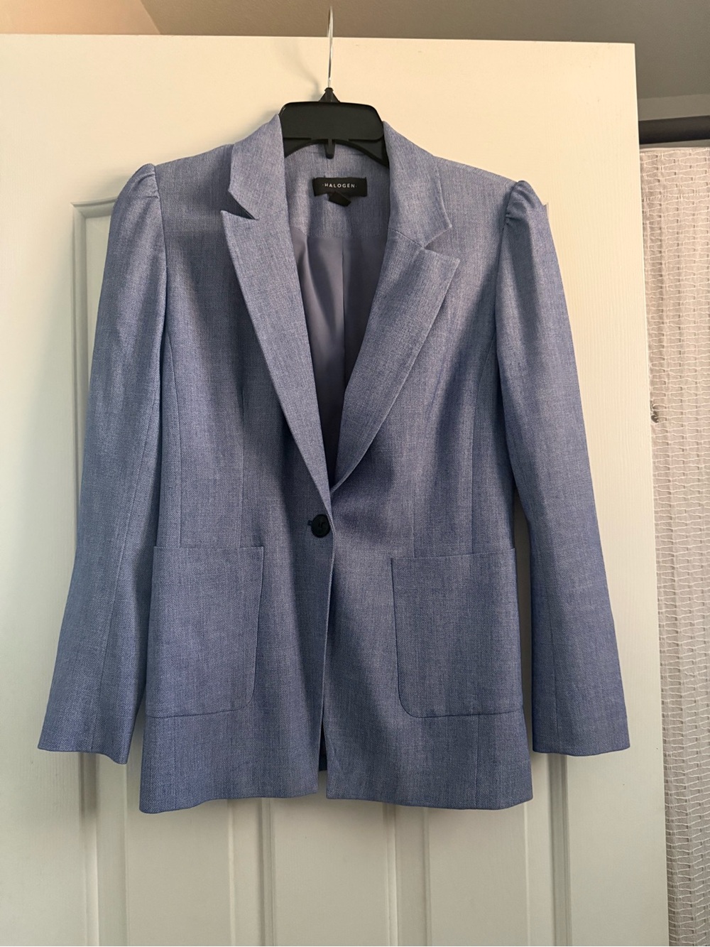 Halogen Classic Single-Button Blue Washed Blazer